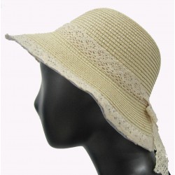 Kid floppy hat with ribbon lace